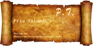 Prix Talamér névjegykártya